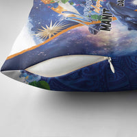 Marshall Islands Manit Day Pillow Cover Grunge National Flag with Whales and Tribal Tattoos LT03 - Polynesian Pride