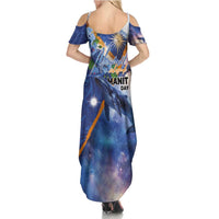 Marshall Islands Manit Day Summer Maxi Dress Grunge National Flag with Whales and Tribal Tattoos LT03 - Polynesian Pride