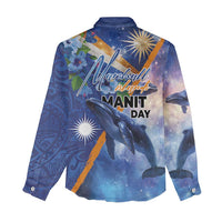 Marshall Islands Manit Day Women Casual Shirt Grunge National Flag with Whales and Tribal Tattoos LT03 - Polynesian Pride