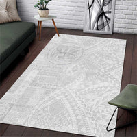 Samoan Culture-Lotu Tamaiti Area Rug Siapo and Polynesian Art Tattoos LT03 White - Polynesian Pride