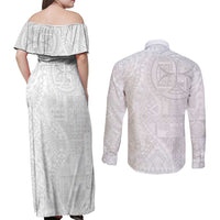 Samoan Culture-Lotu Tamaiti Couples Matching Off Shoulder Maxi Dress and Long Sleeve Button Shirt Siapo and Polynesian Art Tattoos LT03 - Polynesian Pride