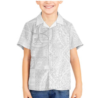 Samoan Culture-Lotu Tamaiti Family Matching Mermaid Dress and Hawaiian Shirt Siapo and Polynesian Art Tattoos LT03 Son's Shirt White - Polynesian Pride