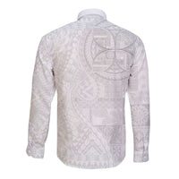 Samoan Culture-Lotu Tamaiti Long Sleeve Button Shirt Siapo and Polynesian Art Tattoos LT03 - Polynesian Pride