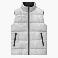 Samoan Culture-Lotu Tamaiti Sleeveless Puffer Jacket Siapo and Polynesian Art Tattoos LT03 Unisex White - Polynesian Pride