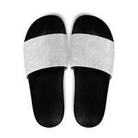 Samoan Culture-Lotu Tamaiti Slide Sandals Siapo and Polynesian Art Tattoos LT03 White - Polynesian Pride