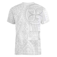 Samoan Culture-Lotu Tamaiti Women V-Neck T-Shirt Siapo and Polynesian Art Tattoos LT03 - Polynesian Pride