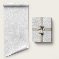 Samoan Culture-Lotu Tamaiti Wrapping Paper Siapo and Polynesian Art Tattoos LT03 58" × 23" White - Polynesian Pride