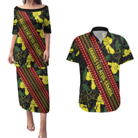 Samoan Culture Couples Matching Puletasi and Hawaiian Shirt Hibiscus and Ula Fala with Tapa Pattern Black Color LT03 Black - Polynesian Pride