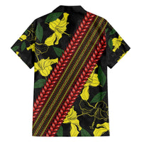Samoan Culture Family Matching Off Shoulder Short Dress and Hawaiian Shirt Hibiscus and Ula Fala with Tapa Pattern Black Color LT03 - Polynesian Pride