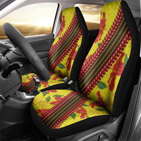 Samoan Culture Car Seat Cover Hibiscus and Ula Fala with Tapa Pattern Yellow Color LT03 - Polynesian Pride