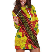 Samoan Culture Hoodie Dress Hibiscus and Ula Fala with Tapa Pattern YellowColor LT03 Yellow - Polynesian Pride