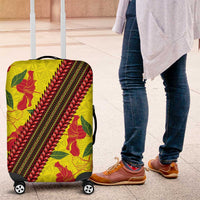 Samoan Culture Luggage Cover Hibiscus and Ula Fala with Tapa Pattern Yellow Color LT03 Yellow - Polynesian Pride