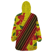 Samoan Culture Wearable Blanket Hoodie Hibiscus and Ula Fala with Tapa Pattern YellowColor LT03 - Polynesian Pride
