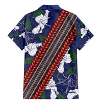 Samoan Culture Family Matching Mermaid Dress and Hawaiian Shirt Hibiscus and Ula Fala with Tapa Pattern Blue Color LT03 - Polynesian Pride