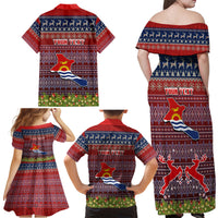 Personalised Kiribati Christmas Family Matching Off Shoulder Maxi Dress and Hawaiian Shirt Coat of Arms and Map Beautiful Merry Xmas Snowflake LT03 - Polynesian Pride