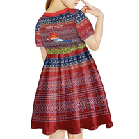 Personalised Kiribati Christmas Kid Short Sleeve Dress Coat of Arms and Map Beautiful Merry Xmas Snowflake LT03 - Polynesian Pride