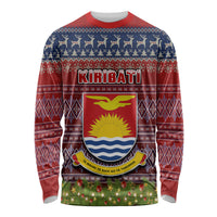 Personalised Kiribati Christmas Long Sleeve Shirt Coat of Arms and Map Beautiful Merry Xmas Snowflake LT03 Unisex Red - Polynesian Pride
