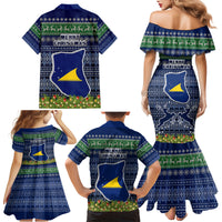 Tokelau Christmas Family Matching Mermaid Dress and Hawaiian Shirt Coat of Arms and Map Beautiful Merry Xmas Snowflake LT03 - Polynesian Pride