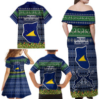 Tokelau Christmas Family Matching Off Shoulder Maxi Dress and Hawaiian Shirt Coat of Arms and Map Beautiful Merry Xmas Snowflake LT03 - Polynesian Pride