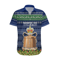 Tokelau Christmas Hawaiian Shirt Coat of Arms and Map Beautiful Merry Xmas Snowflake LT03 Blue - Polynesian Pride