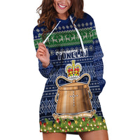 Tokelau Christmas Hoodie Dress Coat of Arms and Map Beautiful Merry Xmas Snowflake LT03 Blue - Polynesian Pride