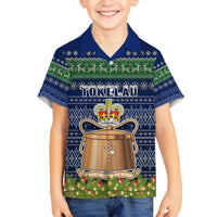 Tokelau Christmas Kid Hawaiian Shirt Coat of Arms and Map Beautiful Merry Xmas Snowflake LT03 - Polynesian Pride