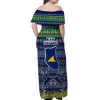 Tokelau Christmas Off Shoulder Maxi Dress Coat of Arms and Map Beautiful Merry Xmas Snowflake LT03 - Polynesian Pride