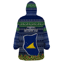 Tokelau Christmas Wearable Blanket Hoodie Coat of Arms and Map Beautiful Merry Xmas Snowflake LT03 - Polynesian Pride
