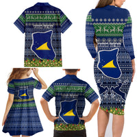 Personalised Tokelau Christmas Family Matching Long Sleeve Bodycon Dress and Hawaiian Shirt Coat of Arms and Map Beautiful Merry Xmas Snowflake LT03 - Polynesian Pride