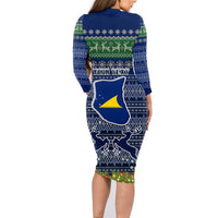 Personalised Tokelau Christmas Family Matching Long Sleeve Bodycon Dress and Hawaiian Shirt Coat of Arms and Map Beautiful Merry Xmas Snowflake LT03 - Polynesian Pride