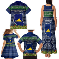 Personalised Tokelau Christmas Family Matching Tank Maxi Dress and Hawaiian Shirt Coat of Arms and Map Beautiful Merry Xmas Snowflake LT03 - Polynesian Pride