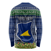 Personalised Tokelau Christmas Long Sleeve Shirt Coat of Arms and Map Beautiful Merry Xmas Snowflake LT03 - Polynesian Pride