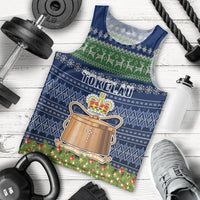 Personalised Tokelau Christmas Men Tank Top Coat of Arms and Map Beautiful Merry Xmas Snowflake LT03 Blue - Polynesian Pride