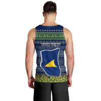 Personalised Tokelau Christmas Men Tank Top Coat of Arms and Map Beautiful Merry Xmas Snowflake LT03 - Polynesian Pride