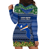 Personalised Marshall Islands Christmas Hoodie Dress Coat of Arms and Map Beautiful Merry Xmas Snowflake LT03 - Polynesian Pride