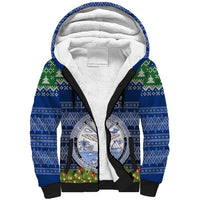 Personalised Marshall Islands Christmas Sherpa Hoodie Coat of Arms and Map Beautiful Merry Xmas Snowflake LT03 Unisex Blue - Polynesian Pride