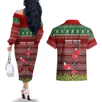 Personalised Wallis and Futuna Christmas Couples Matching Off The Shoulder Long Sleeve Dress and Hawaiian Shirt Coat of Arms and Map Beautiful Merry Xmas Snowflake LT03 - Polynesian Pride