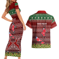Personalised Wallis and Futuna Christmas Couples Matching Short Sleeve Bodycon Dress and Hawaiian Shirt Coat of Arms and Map Beautiful Merry Xmas Snowflake LT03 - Polynesian Pride
