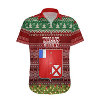 Personalised Wallis and Futuna Christmas Hawaiian Shirt Coat of Arms and Map Beautiful Merry Xmas Snowflake LT03 Red - Polynesian Pride
