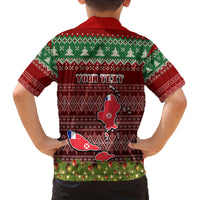 Personalised Wallis and Futuna Christmas Kid Hawaiian Shirt Coat of Arms and Map Beautiful Merry Xmas Snowflake LT03 - Polynesian Pride