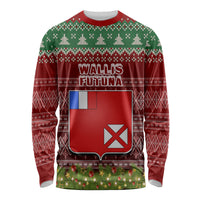 Personalised Wallis and Futuna Christmas Long Sleeve Shirt Coat of Arms and Map Beautiful Merry Xmas Snowflake LT03 Unisex Red - Polynesian Pride