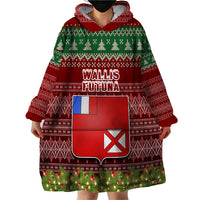 Personalised Wallis and Futuna Christmas Wearable Blanket Hoodie Coat of Arms and Map Beautiful Merry Xmas Snowflake LT03 - Polynesian Pride