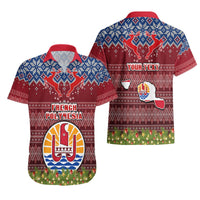 Personalised French Polynesia Christmas Hawaiian Shirt Coat of Arms and Map Beautiful Merry Xmas Snowflake LT03 - Polynesian Pride