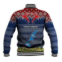 Personalised Northern Mariana Islands Christmas Baseball Jacket Coat of Arms and Map Beautiful Merry Xmas Snowflake LT03 - Polynesian Pride