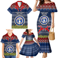 Personalised Northern Mariana Islands Christmas Family Matching Mermaid Dress and Hawaiian Shirt Coat of Arms and Map Beautiful Merry Xmas Snowflake LT03 - Polynesian Pride