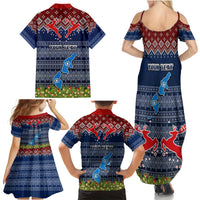Personalised Northern Mariana Islands Christmas Family Matching Summer Maxi Dress and Hawaiian Shirt Coat of Arms and Map Beautiful Merry Xmas Snowflake LT03 - Polynesian Pride