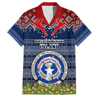 Personalised Northern Mariana Islands Christmas Kid Hawaiian Shirt Coat of Arms and Map Beautiful Merry Xmas Snowflake LT03 Kid Blue - Polynesian Pride