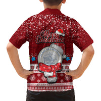 Palau Christmas Kid Hawaiian Shirt Snowman and Palau Coat of Arms Maori Tribal Xmas Style LT03 - Polynesian Pride