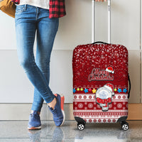 Palau Christmas Luggage Cover Snowman and Palau Coat of Arms Maori Tribal Xmas Style LT03 - Polynesian Pride