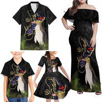 New Zealand Hoiho Family Matching Off Shoulder Maxi Dress and Hawaiian Shirt Maori Art Tattoo and Silver Fern LT03 - Polynesian Pride